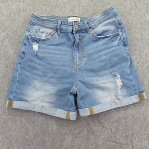 luvamia Womens Denim Shorts Medium Distressed Light Wash